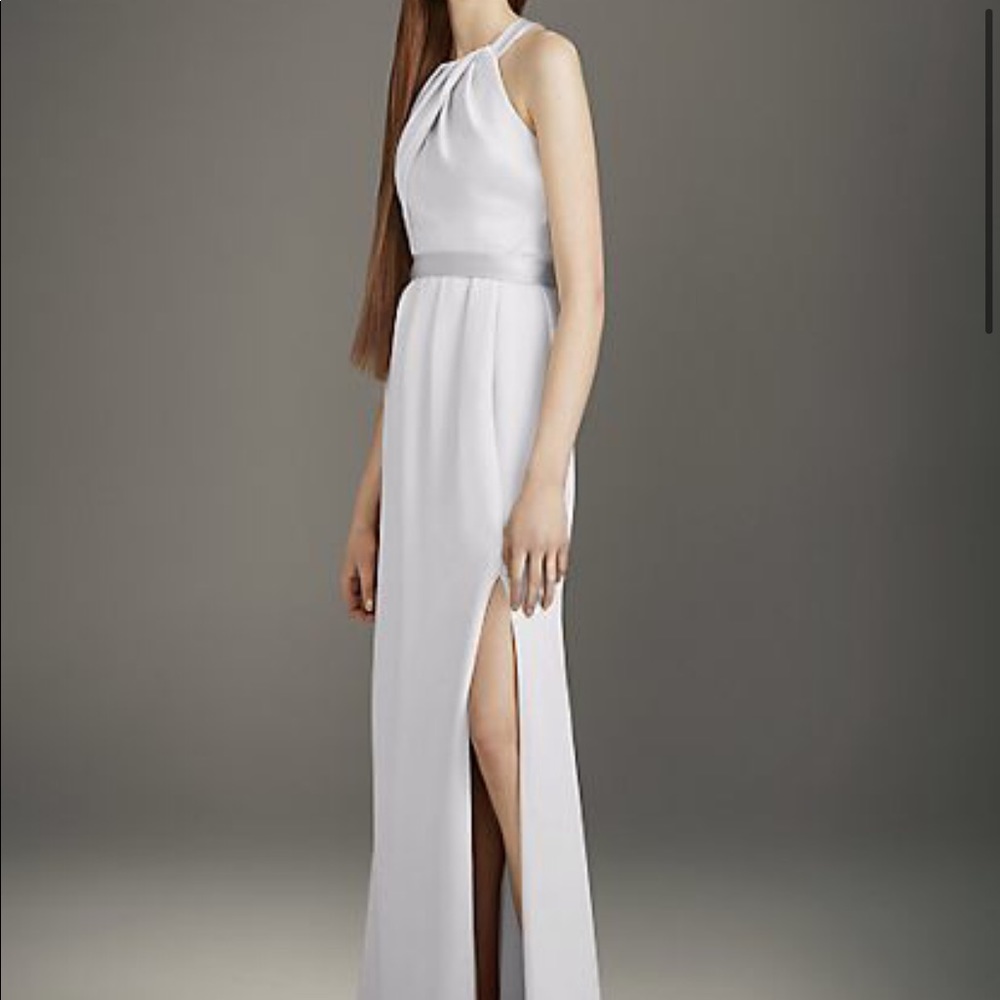 Pleated Cross-Back Double Cloth Bridesmaid Dress